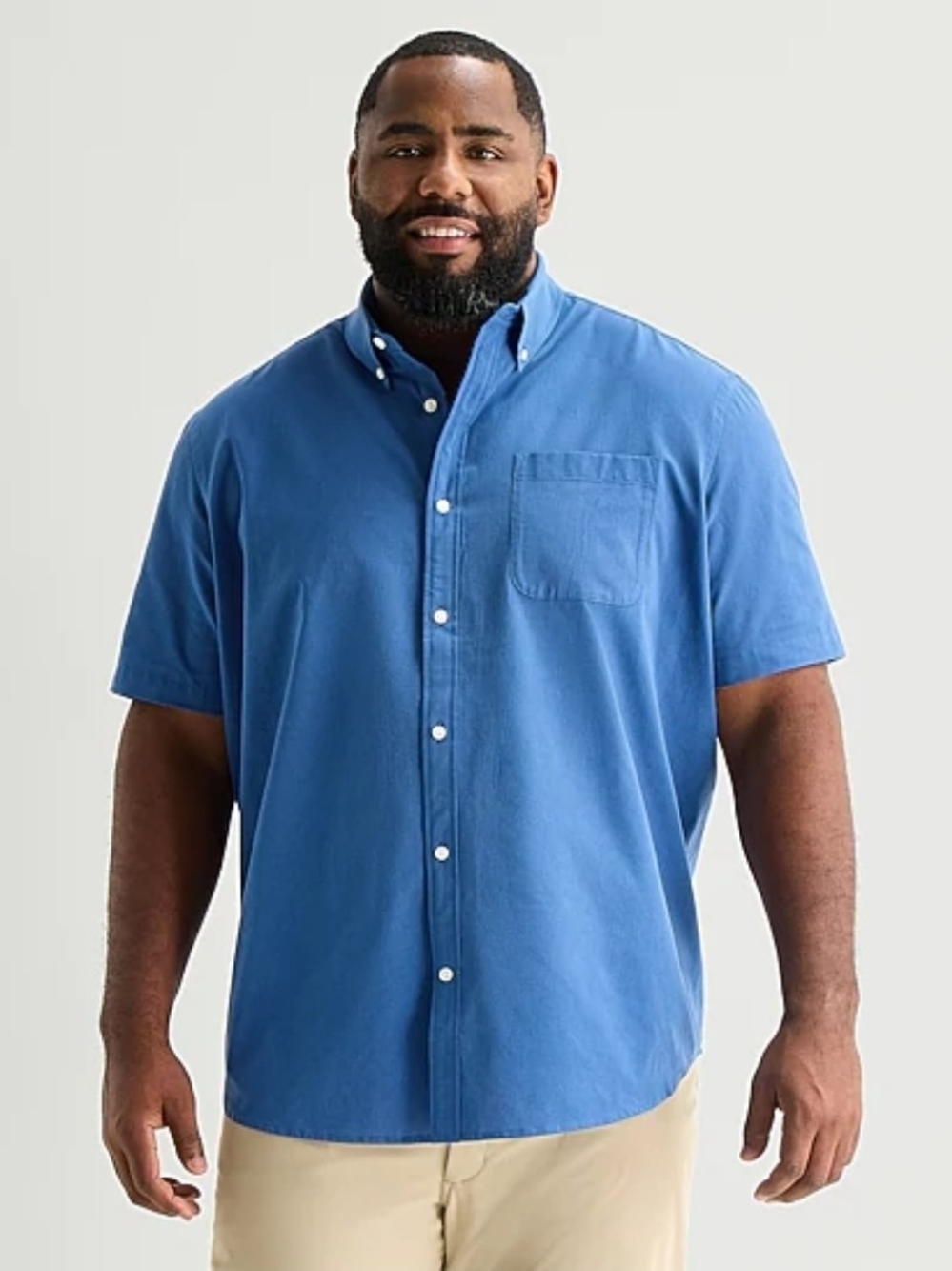 St. John's Bay Short-Sleeve Button-Down Shirt in Blue